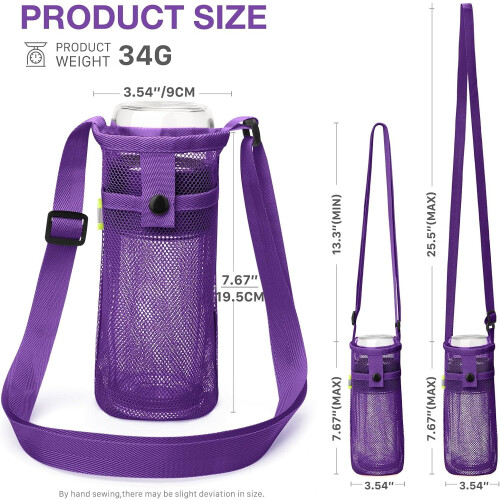 Bolsa de malla para botella de agua con correa ajustable 2