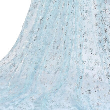 Tulle argenté à motif flocons de neige, 1 mètre