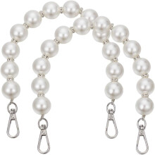 Parelketting met draaibare sluiting, zilverkleurig, 34,5 cm, 2 stuks