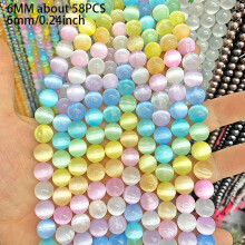 Cuentas de ojo de gato Macaron Gradient 6/8/10 mm con Natural