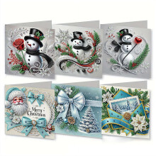 Kit de tarjetas de felicitación de arte con diamantes para Navidad (6 unidades)