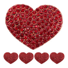Conjunto de 5 broches de corazón con diamantes de imitación rojos