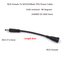 Cable de alimentación RCA hembra a DC5,5x2,5mm macho (8 cm)