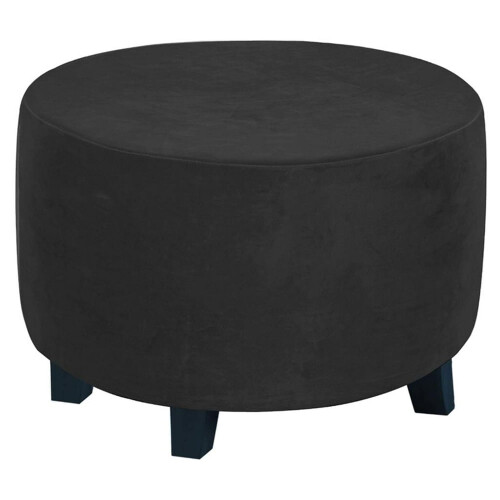 Footrest Cover Black for Ottoman Diameter 48-55 cm