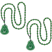 Laughing Buddha hanger ketting van imitatie jade (2 stuks)