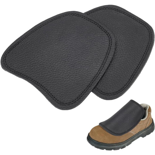 Couvre-bottes en cuir de vachette noir (2 pièces)