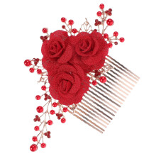 Haarclips met rode roos, vintage bloemenkamset (2 stuks)