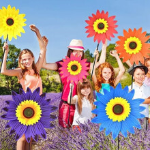Zonnebloem windmolen voor buitengebruik, rood