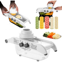Mandoline réglable avec bac de récupération des égouttoirs, blanche