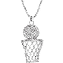 Collar con colgante de aro de baloncesto para hombre, chapado, 1 pieza
