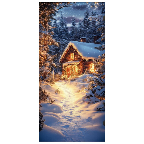 Capa de Natal para porta de entrada com elástico 35,4x78,7 polegadas