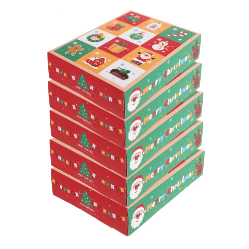 Caixas de Papel de Natal Pequenas - Pacote com 5 Unidades e 12 Compartimentos