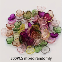 300pcs Vibrant Multicolor Transparent Acrylic Flower Beads, Mixed Sizes, Glossy Finish – Ideal for DIY Jewelry & Accessories