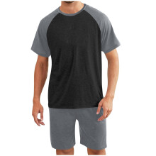 Men's Pajama Set Soft Short Sleeve Shirt and Shorts 2 Piece