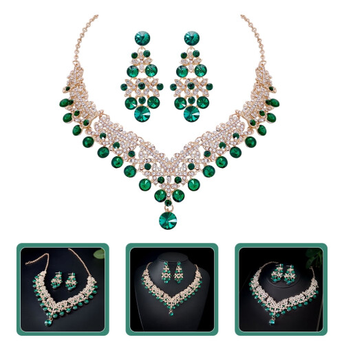 Conjunto de collar y pendientes de boda verdes