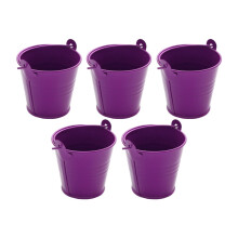 Galvanized Metal Ice Bucket with Handle Purple 5 Pcs