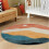 Abstract Round Area Rug Faux Wool 4 ft 6