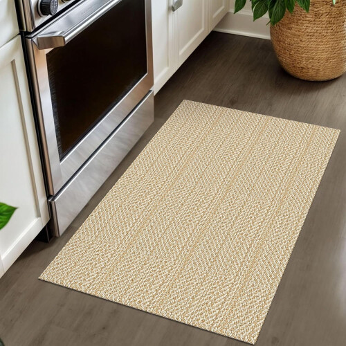Washable woven area rug non-slip rubber back 2x3 ft 1