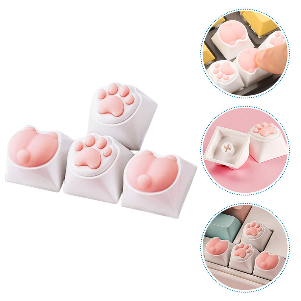 Cat Paw Silicone Keycaps For Gaming Keyboard 4Pcs 9341593962889