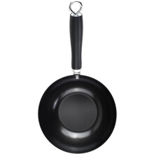 8-inch carbon steel wok flat base with ergonomic handle