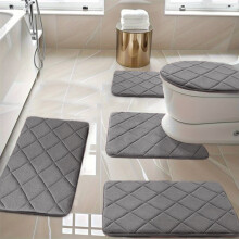 Restroom Rug Set Non-Slip Washable Bathroom Rugs Dark Gray