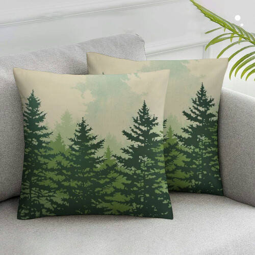 Μαξιλαροθήκη Green Forest Lodge τετράγωνη λευκή 2