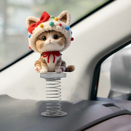 Shy Kitty Bobblehead Acrylic 2D Car Dashboard Decor