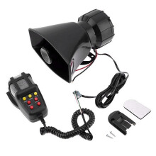 Universal Motorcycle Car Alarm Sound 7 Tone Horn 12V 100W  Siren Horn Loudspeaker (Black)