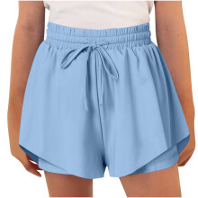 Girls Flowy Shorts with Spandex Liner 2-in-1 Blue Size 6-7