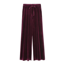 Women's Velvet Palazzo Trousers Elastic Waist Plus Size