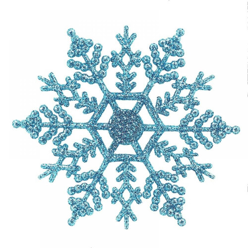 Blue Snowflake Ornaments Plastic Glitter 12 pcs 1