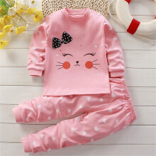 Watermelon Red Cat Print Long Sleeve Set for Girls Size 7