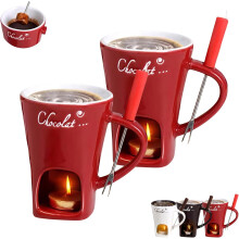 Chocolate Fondue Cup with Fork and Candle 1 pc