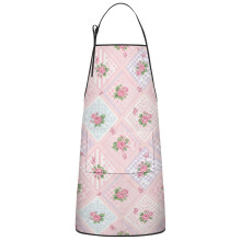 Floral Print Cotton Linen Apron with Pockets 33x27 Inch