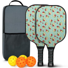Floral Fiberglass Pickleball Paddles Set 2 pcs with 2 Balls