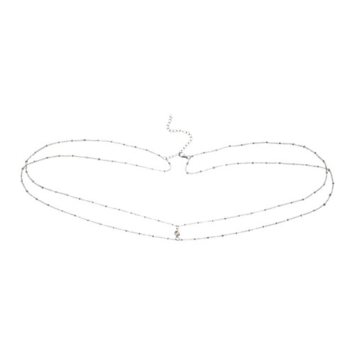 Silver Double Rhinestone Waist Chain 1