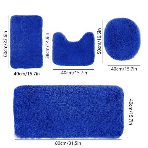 Ensemble de tapis de bain antidérapants 4 pièces, lavables et à séchage rapide 2