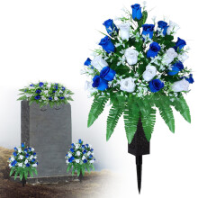 Artificial Flowers,Artificial Cemetery Flowers, Outdoor Decorations Roses,Accompanied By Long Nail Vases。Lasting And Non Colors