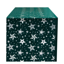 Christmas tablecloth cotton red gold stars rectangular