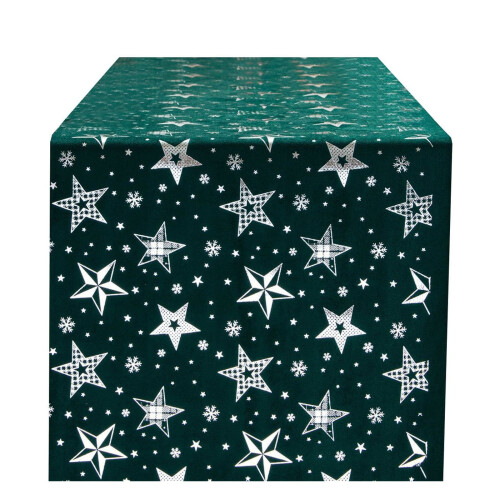 Christmas tablecloth cotton red gold stars rectangular