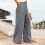 Damen-Freizeithose mit elastischem Bund und weitem Bein 4