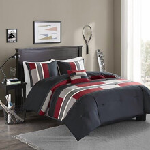Boys' sporty comforter set black red microfiber 3-piece twin