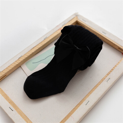 Leggings de algodão com laço para meninas, elásticas e compridas. 1