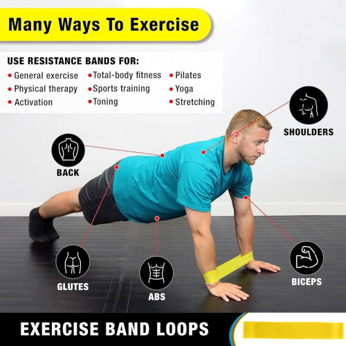 Yoga Resistance Band Yellow Loop 1 Pack 2