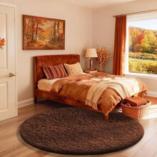 Round brown shaggy area rug 4 ft diameter