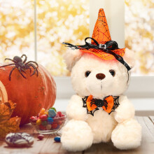 Halloween teddybeer pluche decoratie, fluwelen beer met hoed