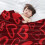 Valentine's Throw Blanket Romantic Red Fleece with Heart 4