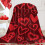 Valentine's Throw Blanket Romantic Red Fleece with Heart 5