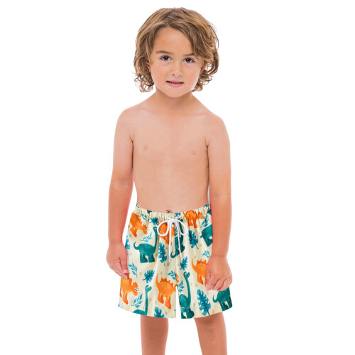 Boys' dinosaur print swim trunks stretch drawstring size 1
