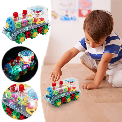 Transparente kleine Eisenbahn für Kleinkinder mit Lichtern und